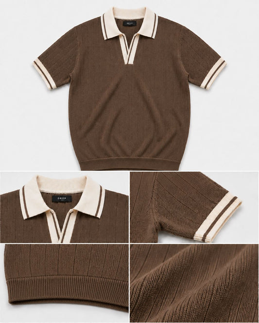Old Money Knit Polo - Brown