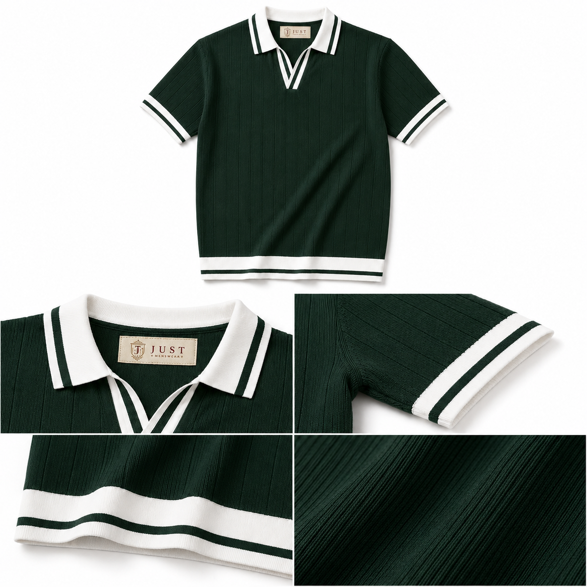 Old Money Knit Polo - Dark Green