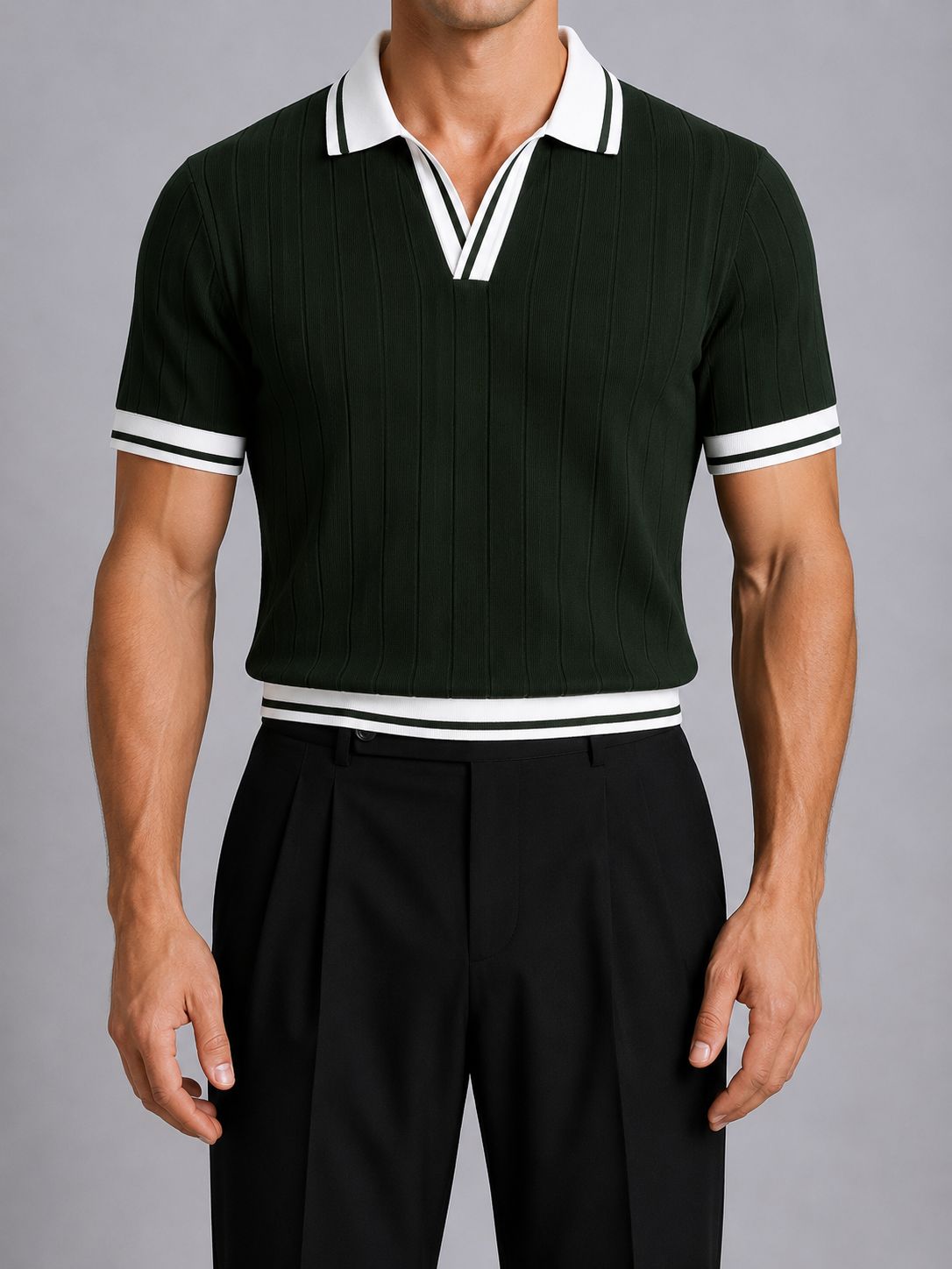 Old Money Knit Polo - Dark Green