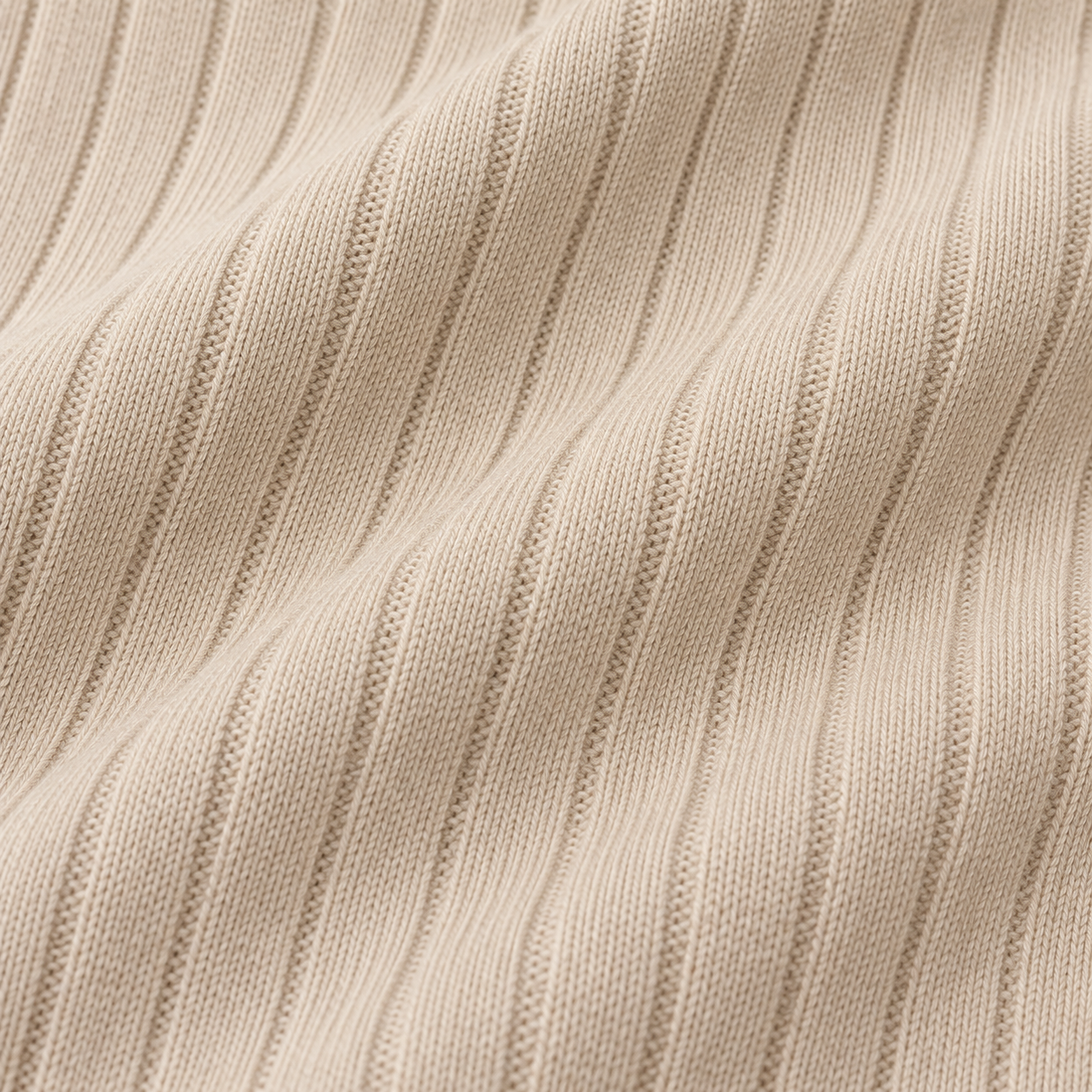 Classic Ribbed Knit Polo - beige