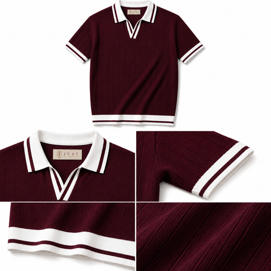 Old Money Knit Polo - Burgandy