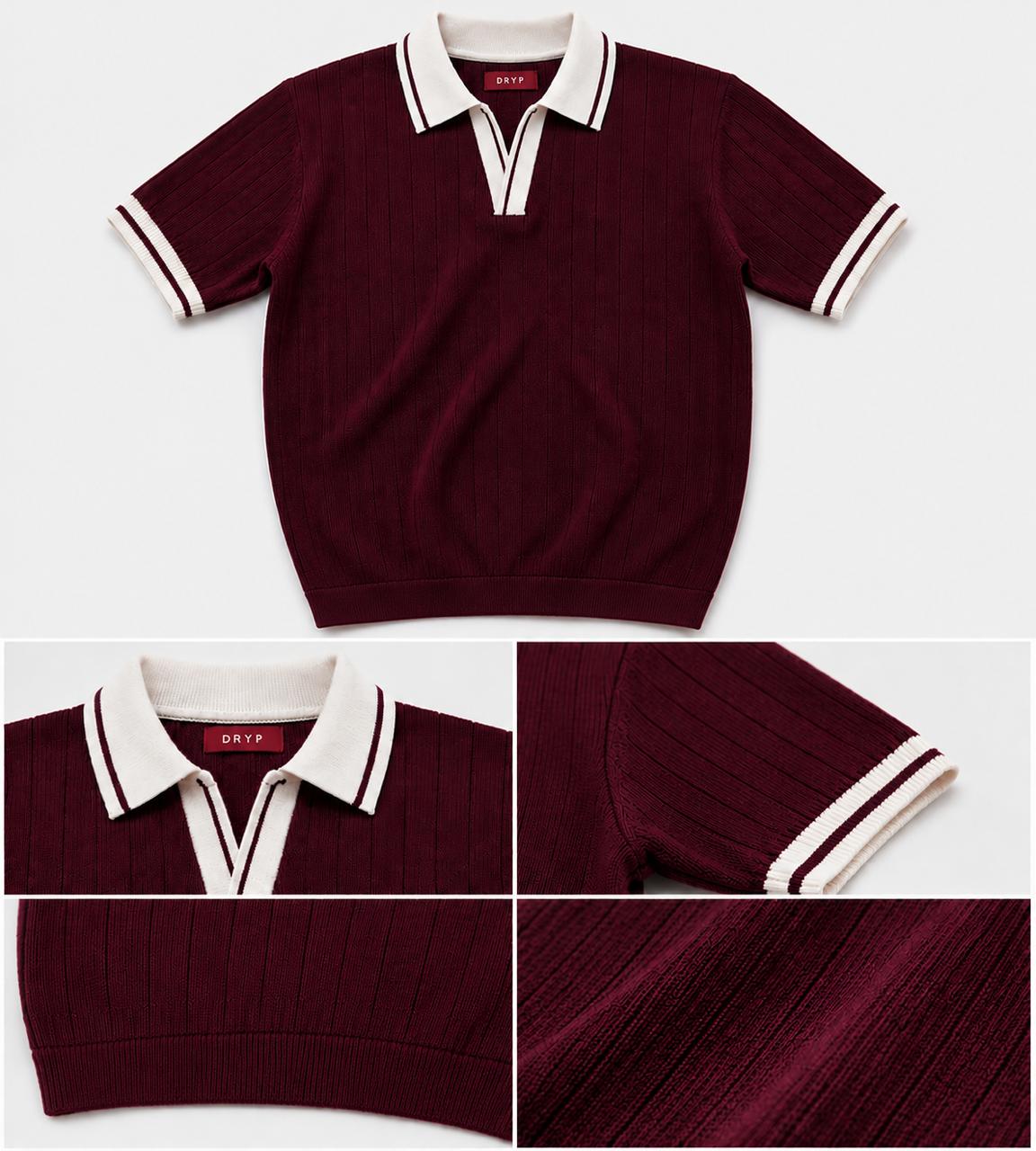 Old Money Knit Polo - Burgandy