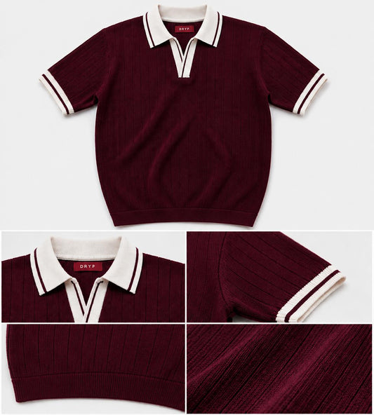 Old Money Knit Polo - Burgandy