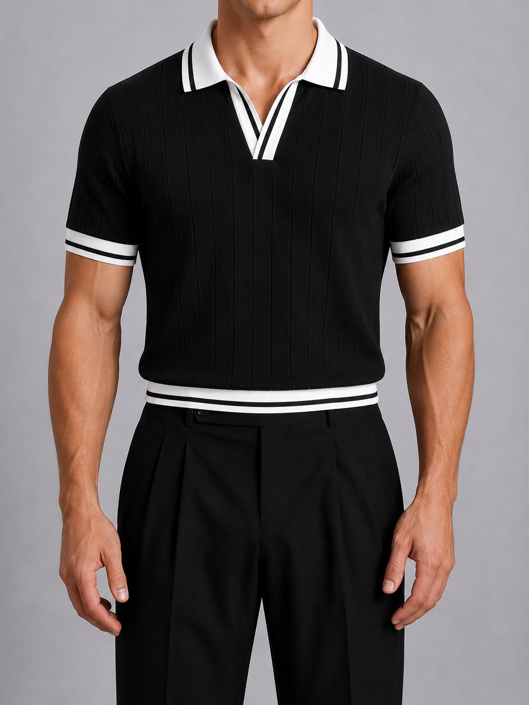 Old Money Knit Polo - Black