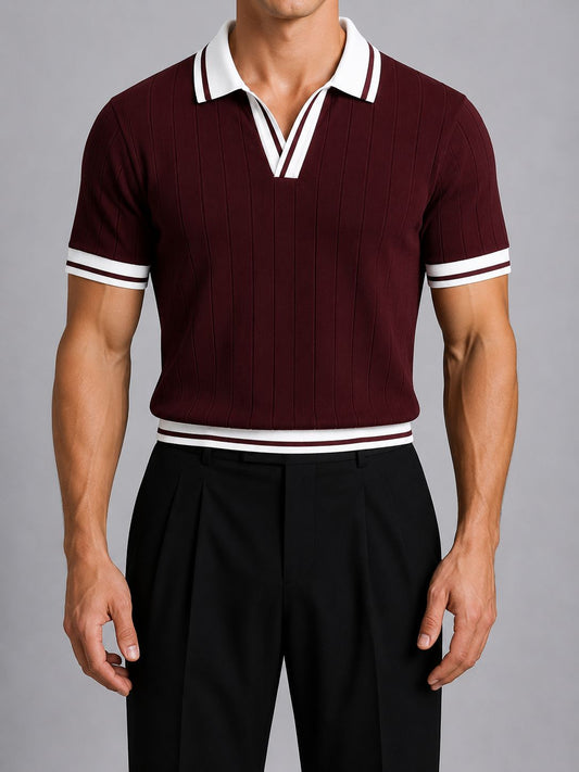 Old Money Knit Polo - Burgandy