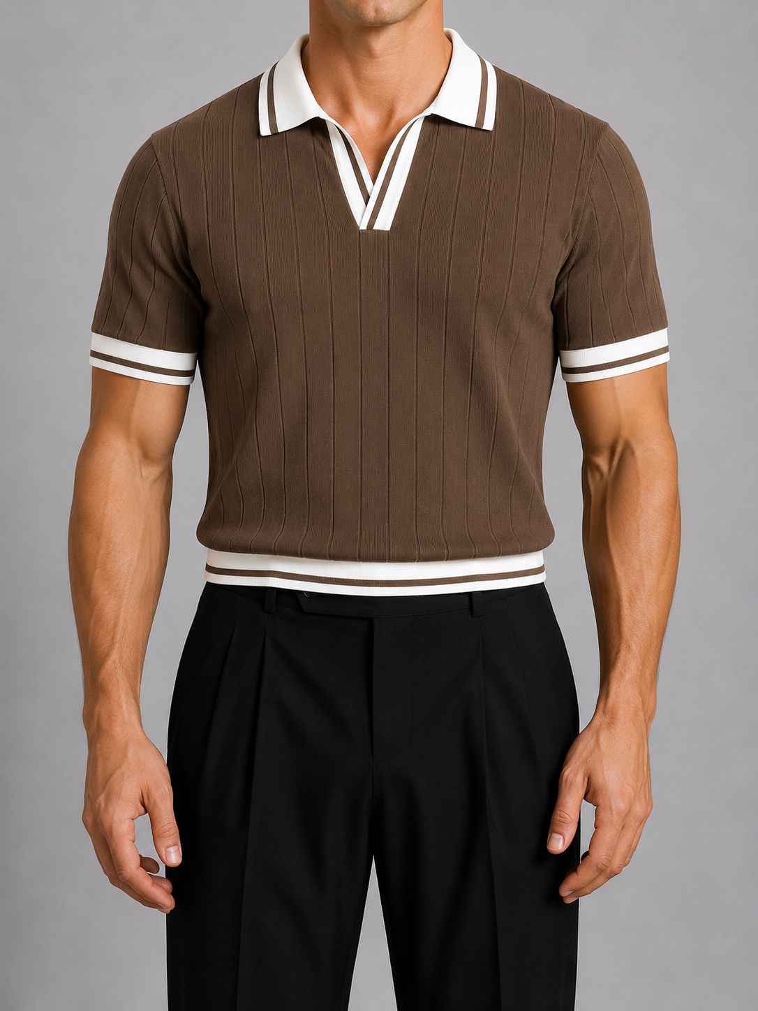 Old Money Knit Polo - Brown